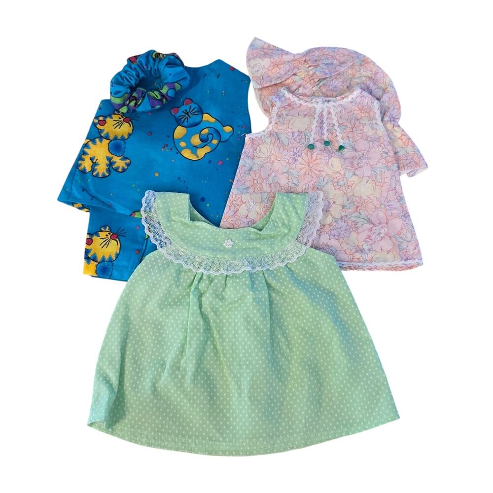 Vintage 90's Handmade 18" Doll Summer Clothes Outfits Cats‎ ruffles hats